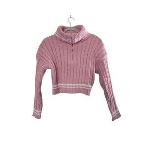 Absolutely Creative Worldwide Sweater Womens Size S Cozy Knit Zip Up Crop